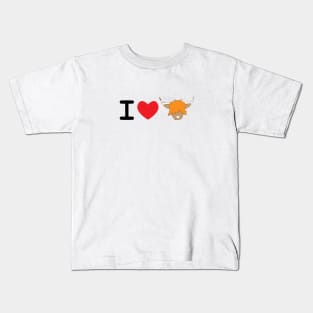 I love Highland cow -ginger cow - red heart Kids T-Shirt